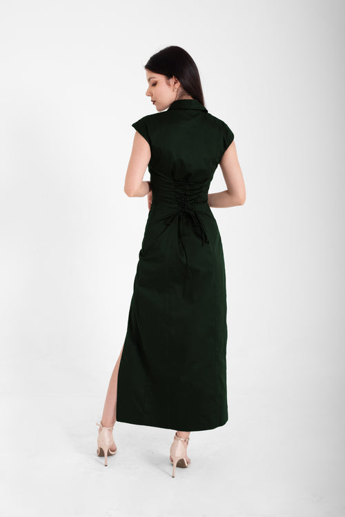The Cinched Maxi Dress - Moss