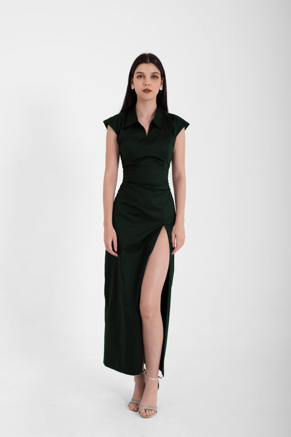 The Cinched Maxi Dress - Moss